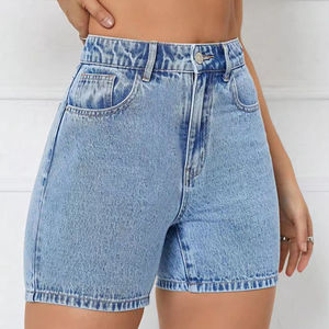 Shorts de mezclilla personalizados con bordado, corte holgado y recto, lavados, sexys, de talla grande, casuales de verano para mujer con bolsillos - Product Image 5