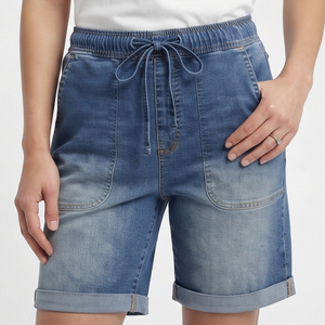 Wholesale <b>Women's</b> High Waist Heavy <b>Stretch</b> <b>Denim</b> Jeans <b>Shorts</b> Button Fly High Quality Breathable Eco-Friendly - Product Image 1