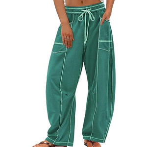 OEM Women <b>Cargo</b> Sweatpants Loose Fit Joggers <b>High</b> <b>Waist</b> Flat Front 100% Cotton Printing Embroidery Custom Logo Manufacturer - Product Image 6