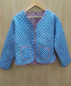 Quilted <b>Patchwork</b> <b>Jacket</b> Women's Cotton Full Sleeve Lightweight Winter Front Spring Regular Length Single Button Closure Knitted - Product Image 6