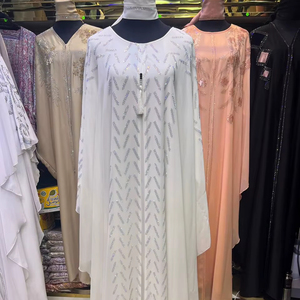 Best Selling Umbrella Abaya Modest Dubai Beaded Sequined <b>Long</b> Sleeve Muslim Traditional Handmade Wedding Women Breathable V Neck - Product Image 1