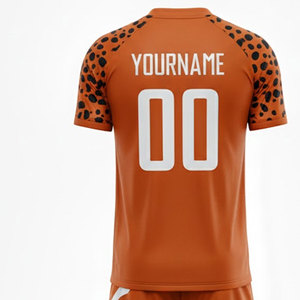 Custom Sublimated <b>Soccer</b> Jersey Set Orange Leopard Print Short Sleeve Uniforms Adult Unisex Quick Dry 100% Polyester - Product Image 6