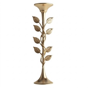 Indian Handcrafted <b>Leaf</b> Design Antique Finish Pillar Holder Round Shape for Farmhouse Decor Home Wedding Party Anniversary - Product Image 2