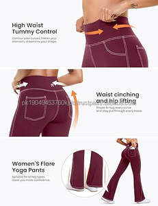 Pantalon de yoga évasé pour femmes taille haute contrôle du ventre Fitness pantalon de yoga pantalon Bootcut pour femmes - Product Image 4