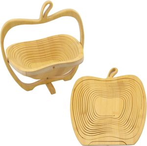 <b>Cheap</b> Foldable Square Bamboo Fruit <b>Basket</b> Collapsible Polished Eco-Friendly Serving Bowl for Fruits Snacks - Product Image 3