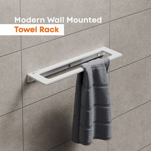 Porte-serviettes mural double couche en métal robuste, organisateur de rangement de salle de bain, double rail, finition argentée - Product Image 2