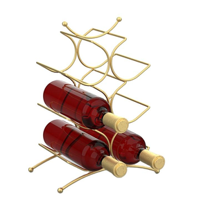 Porte-bouteilles décoratif en fil de fer sur pied pour comptoir, support métallique pour bouteilles de vin - Product Image 3