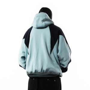 เสื้อฮู้ดดี้โอเวอร์ไซส์สีบล็อกสั่งทำตามความต้องการสูง ผ้าฝ้ายฟลีซหนานุ่ม สไตล์สตรีทแวร์ รับผลิตแบบ OEM ODM - Product Image 6