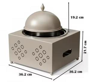 Support décoratif exclusif en acier inoxydable argenté brillant pour réchaud de buffet, chauffe-plats antiadhésif, diamètre 33 cm - Product Image 5