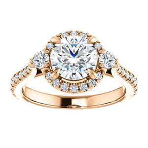 แหวนทองคำแท้ 14k/18k ดีไซน์เนอร์ แหวนเพชรทรงกลมเจียระไนแบบบริลเลียนท์ เพชรเลี้ยงในห้องปฏิบัติการ ดีไซน์แบบคาเธดราล ฮาโล แหวนหมั้นแบบกรงเล็บ สำหรับผู้หญิง - Product Image 1