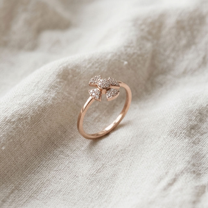 Anillo de Boda con Diseño de Flor de Cuatro Pétalos y Racimo Floral, Chapado en Oro Rosa de 14K con Diamante Cultivado en Laboratorio, Joyería Fina para Mujer, Regalo - Product Image 1
