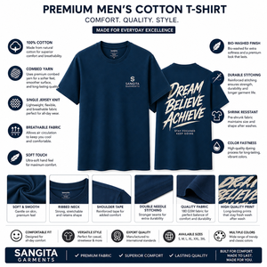 Camiseta de Manga Corta para Hombre, Color Azul Rey, Cuello Redondo, Corte Regular, Secado Rápido, Uso Casual, 100% Algodón, Marca Sangita Garments - Product Image 3