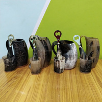 Jarra Vikinga Hecha a Mano de Cuerno de Buey, Vaso de Cuerno de Vaca Tallado con Abrebotellas, Calidad Premium