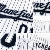 Maillot de baseball authentique OMMiZ pour hommes, antibactérien, de qualité supérieure, personnalisé, blanc, noir, à fines rayures, noir-gris