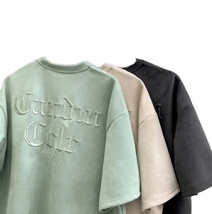 T-shirt Homme Personnalisé Coupe Ample Manches Courtes en Jersey de Coton Vintage Délavé à l'Acide Couleur Unie Effet Gaufre Série Texture Été 2023 320g - Product Image 2