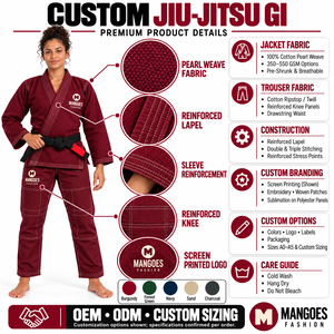 Kimono de Jiu Jitsu Brasileño IBJJF para Hombre, Uniforme de BJJ de 450 GSM, Tejido Perlado Preencogido, con Pantalones Ripstop y Cinturón Gratis - Product Image 6