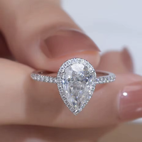 Anillo de Compromiso con Diamante Cultivado en Laboratorio, Corte Pera, para Mujer, Oro Blanco, Certificado IGI, Claridad VS-VVS, 1-6 Quilates, Estilo Lujoso