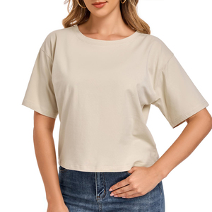 Camiseta Corta Informal de Verano para Mujer, 100% Algodón, Secado Rápido, Transpirable, Ecológica, con Opción de Logotipo Personalizado - Product Image 1