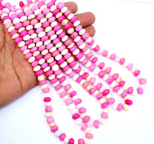ลูกปัดโอปอลสีชมพูขาวธรรมชาติทรงรอนเดลล์ขนาด 8 มม. โอปอลไล่เฉดสี ลูกปัดพลอยหลวมสำหรับทำเครื่องประดับ ราคาขายส่ง 16 นิ้ว - Product Image 2