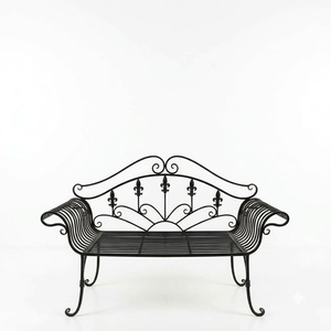 Weatherproof Powder Coated Wrought Iron European Design KHP Park <b>Bench</b> Custom Hand Forged <b>Metal</b> <b>Garden</b> Long Chair 2-Seater - Product Image 1