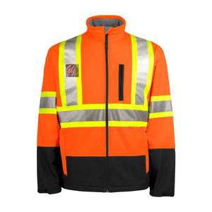 Veste de sécurité haute visibilité pour hommes, orange, avec bande réfléchissante, en polyester, vêtements de travail, uniforme de chantier - Product Image 1