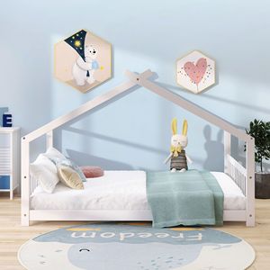 Letto a capanna in legno bianco a grandezza naturale per bambini - Product Image 2