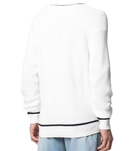 Cardigan respirant à col en V coupe moderne pour homme, pull en maille rayé boutonné style universitaire pour un usage quotidien élégant - Product Image 4
