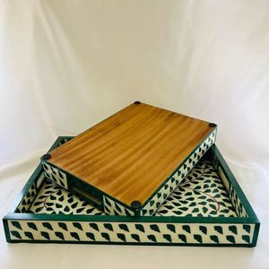 Noble Tradition Bone Inlay Luxury Handmade Serving Tray for Kitchen High-<b>End</b> Home Decor Dishwasher Safe Elegant <b>Table</b> Use - Product Image 1