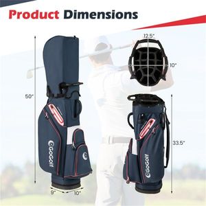 Navy & Red 14-Way <b>Golf</b> Cart Bag with 6 Zippered Pockets and Cooler Waterproof Zippers - Product Image 3