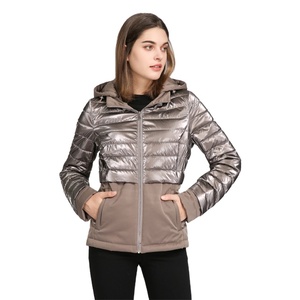 Women Puffer <b>Jacket</b> With Detachable Hat Winter Coat Full Sleeve Solid Color Zipper Closure Regular Length - Product Image 1