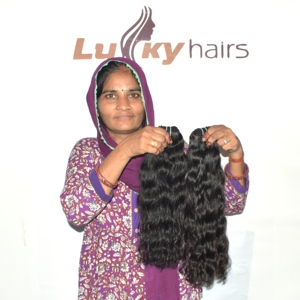 Extensiones de Cabello Humano Indio Rizado con Corte Recto, Doble Trama, Virgen Remy, Puntas Gruesas, Negro Natural Definido - Product Image 5