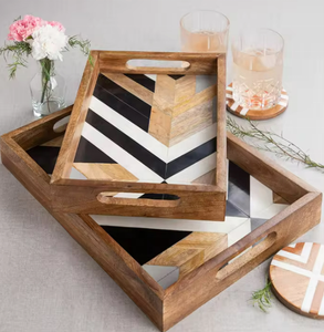 Asas de bandeja de servicio de madera de fábrica India superior para el hogar, Hotel, restaurante, bandeja decorativa de Navidad, bandeja de Navidad superior - Product Image 5