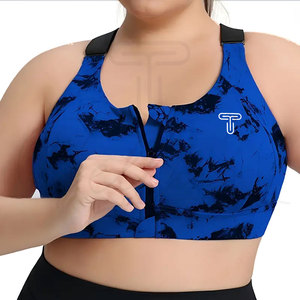 New Hot Sale Plus Size Women's Breathable Quick Dry Front Logo Medium Support Backless Yoga Sports Bra Spandex/Polyester Gym - Product Image 1