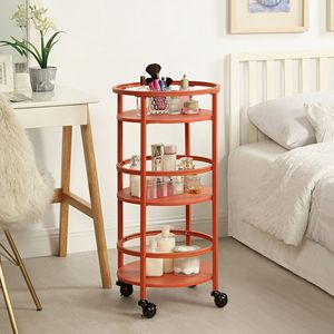 Carrello da Cucina Rotondo Rosso a 3 Ripiani con Ruote, 32 Pollici - Product Image 2