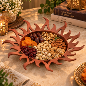 Plateau de service en aluminium en forme de rayon de soleil pour les collations, les fruits et la décoration de table à la maison |   Plateau décoratif pour les fêtes, les dîners et les cadeaux - Product Image 4