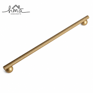 Tirador de Gabinete de Latón Antiguo con Forma de Barra Cilíndrica Moleteada, Acabado Dorado, Montaje Redondo, Tirador Moderno para Cajones, Herrajes para Muebles - Product Image 1