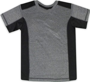 Ensemble T-shirt et short sport gris et noir pour homme, col rond, séchage rapide, tricoté en polyester et élasthanne, idéal pour l'été - Product Image 2