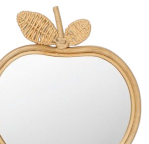 Miroir mural en rotin tressé naturel, design pomme, fait main, écologique, pour la décoration de chambre d'enfant - Product Image 3