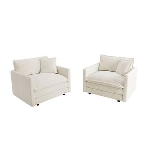 Set di 2 Poltrone di Lusso in Ciniglia Bianca con Cuscini Decorativi, Sedie Laterali di Alta Gamma per Soggiorno - Product Image 4
