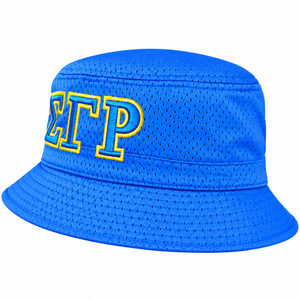 Chapeau Bob en Maille Bleu Royal avec Broderie Lettres Grecques Dorées Tissu Respirant Léger Unisexe Décontracté Été Sports de Plein Air - Product Image 4