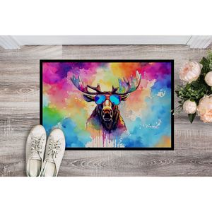 Hippie Animal Moose Paillasson Antidérapant Lavable Low Pile 24H X 36W Tapis de porte avant intérieur et extérieur pour entrée - Product Image 2