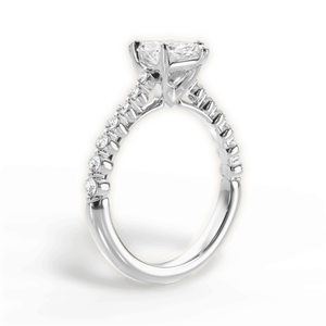 Anillo de Compromiso de Oro Blanco de 14K con Diamante Cultivado en Laboratorio de Corte Marquesa de 3.70 CTW y Diamantes Redondos Decorativos en los Hombros - Product Image 3