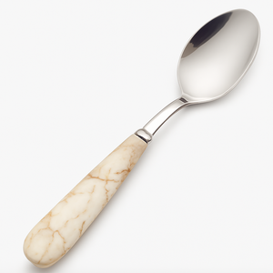 Cuchara para servir con mango de resina de efecto mármol crema, cuchara de comida Premium de acero inoxidable, vajilla elegante, cubiertos recién llegados - Product Image 1