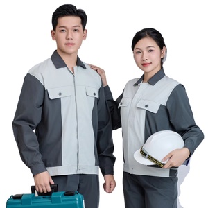 Ensemble de vêtements de travail de sécurité à haute visibilité pour hommes en tissu TC vietnamien en mélange de coton FMF, polyester, manches longues, confortable, durable, couleur anthracite - Product Image 1