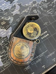 Mini Nautical Brass Magnetic <b>Compass</b> 2 Inch Shockproof Waterproof Engravable <b>Antique</b> Finish Brown Look Handmade Gift for Hiking - Product Image 5