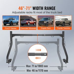 Portapacchi Estensibile in Acciaio per Camion 46-71 Pollici, Capacità 800 Libbre, Senza Foratura, Bulloni a J, Accessori per il Controllo del Carico - Product Image 2