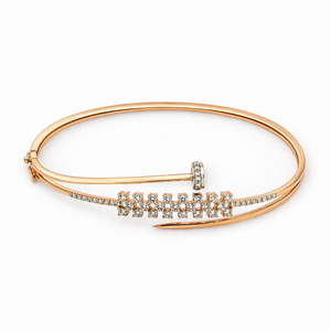 Namivaa 14ct Rose Gold Diamond Nail Design Open <b>Bangle</b> <b>Bracelet</b> Women Trendy Minimalist Style Fine Jewelry Wedding Party Gift - Product Image 3