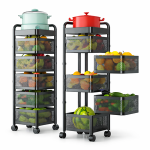 Chariot de rangement de cuisine rotatif à 5 niveaux en métal du Vietnam - Léger et mobile avec montage facile EDPRMS000 - Product Image 2