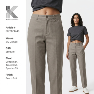 Pantalones de Lona para Mujer, Mezcla de Algodón, 260 g/m², Elásticos, Casuales Elegantes, Fabricante OEM ODM - Product Image 4
