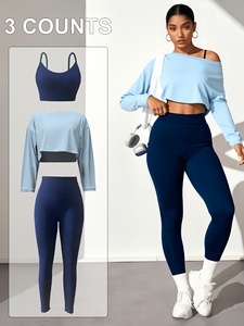 Conjunto de Yoga de Tres Piezas para Mujer, Leggings que Absorben la Humedad, Sujetador Deportivo, Chaqueta, Ropa Deportiva para Entrenamiento - Product Image 1